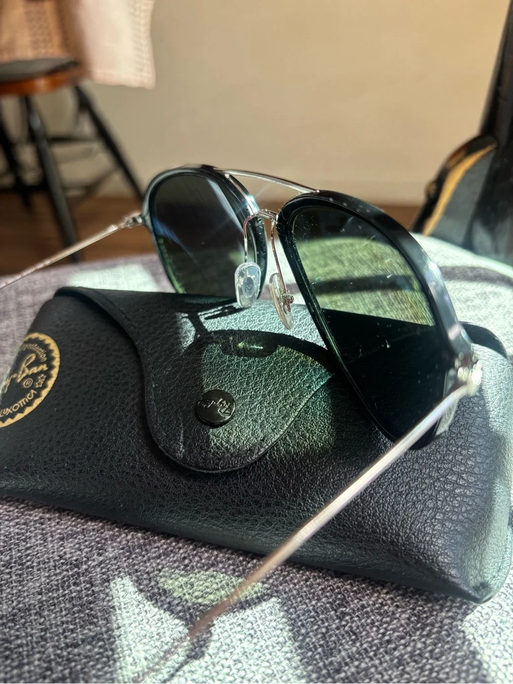 Ray-Ban Black Aviator Sunglasses with Dark Lenses
